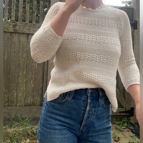 White Cotton Blend Knit Sweater - Picture 2 of 9